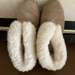 Old Friend Genuine Sheepskin Cuff Slippers Loafers